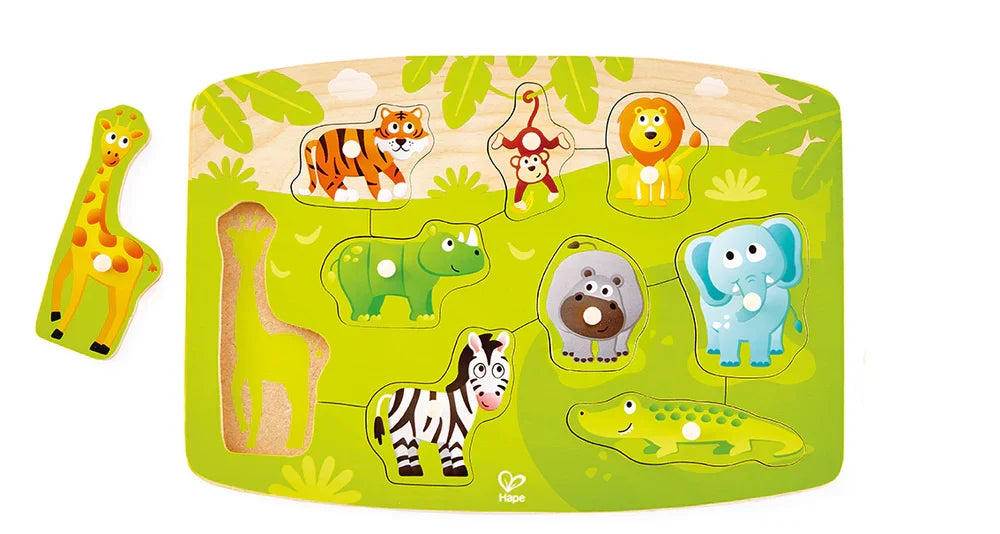 פאזל צורות מעץ - חיות פרא - HAPE