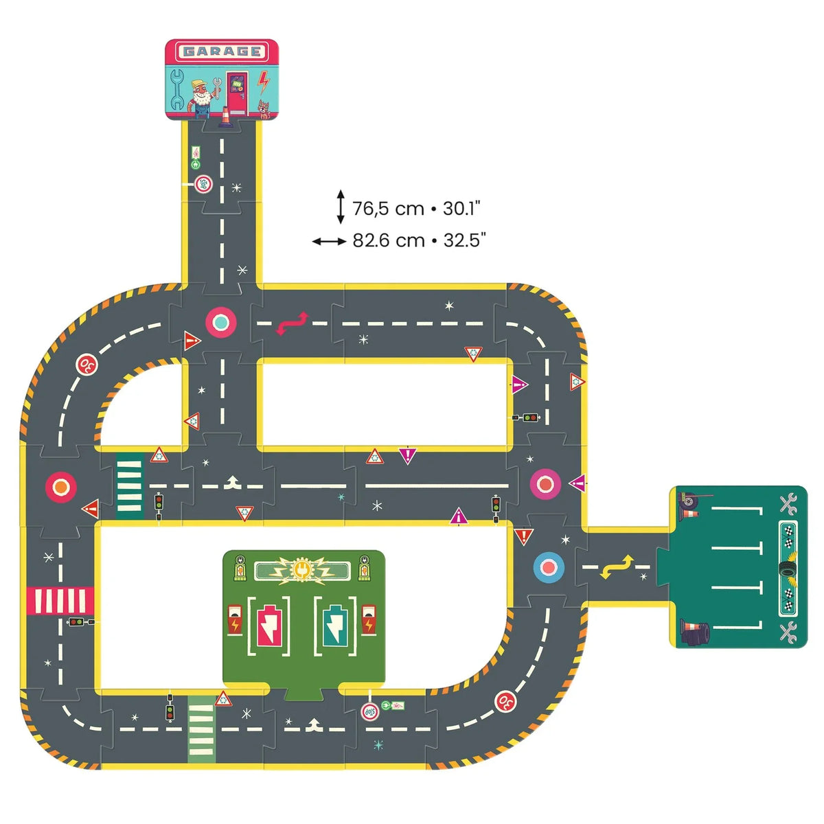 פאזל ריצפה 26 חלקים - קרייזי מוטורס כבישים
