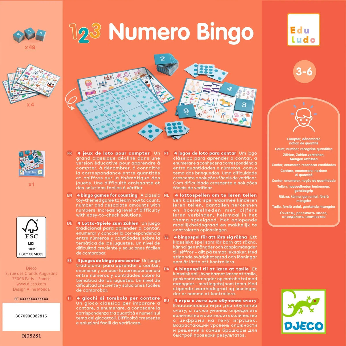 לימודי - בינגו מספרים - 4 משחקים - DJECO
