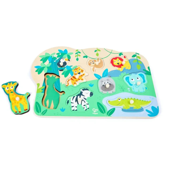 פאזל צורות מעץ - חיות פרא - HAPE