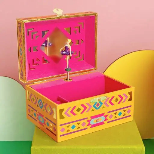 תיבת תכשיטים מנגנת - בלרינה צהובה