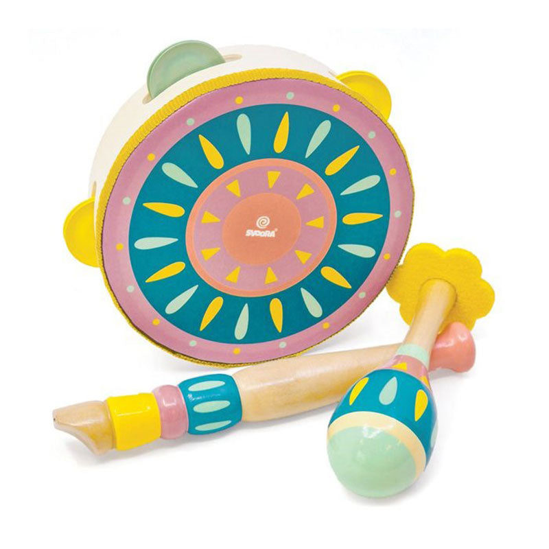 SV14057-WOODEN-MUSICAL-SET-‘PEACOCK-WITH-TAMBOURINE-MARACA-AND-MINI-FLUTE-1