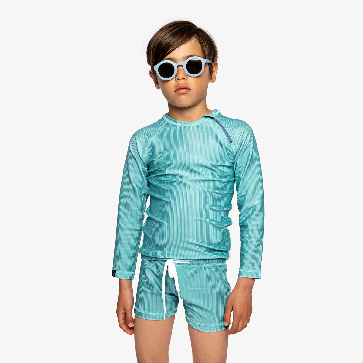 בגד ים אוברול שרוול ארוך לתינוקות Coastal ribbed
