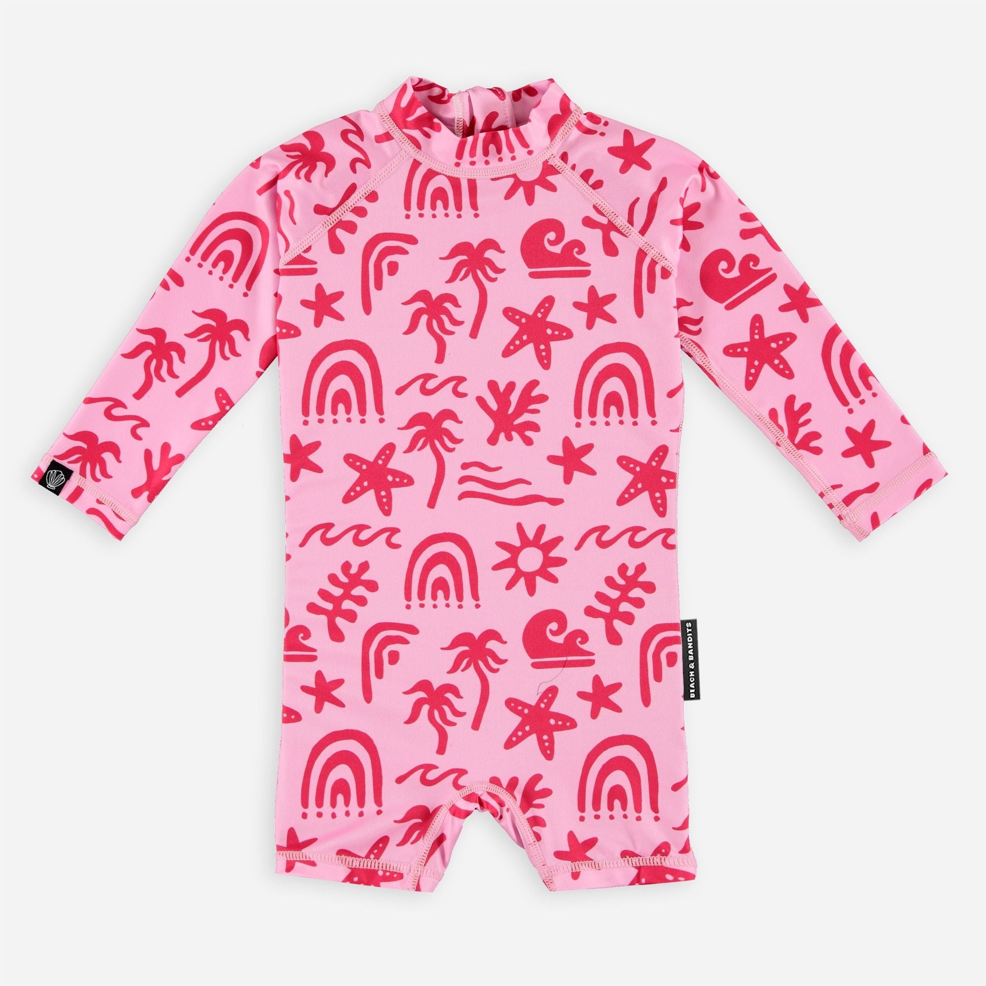 בגד ים שלם ללא שרוולים Tropical Vibes Pink