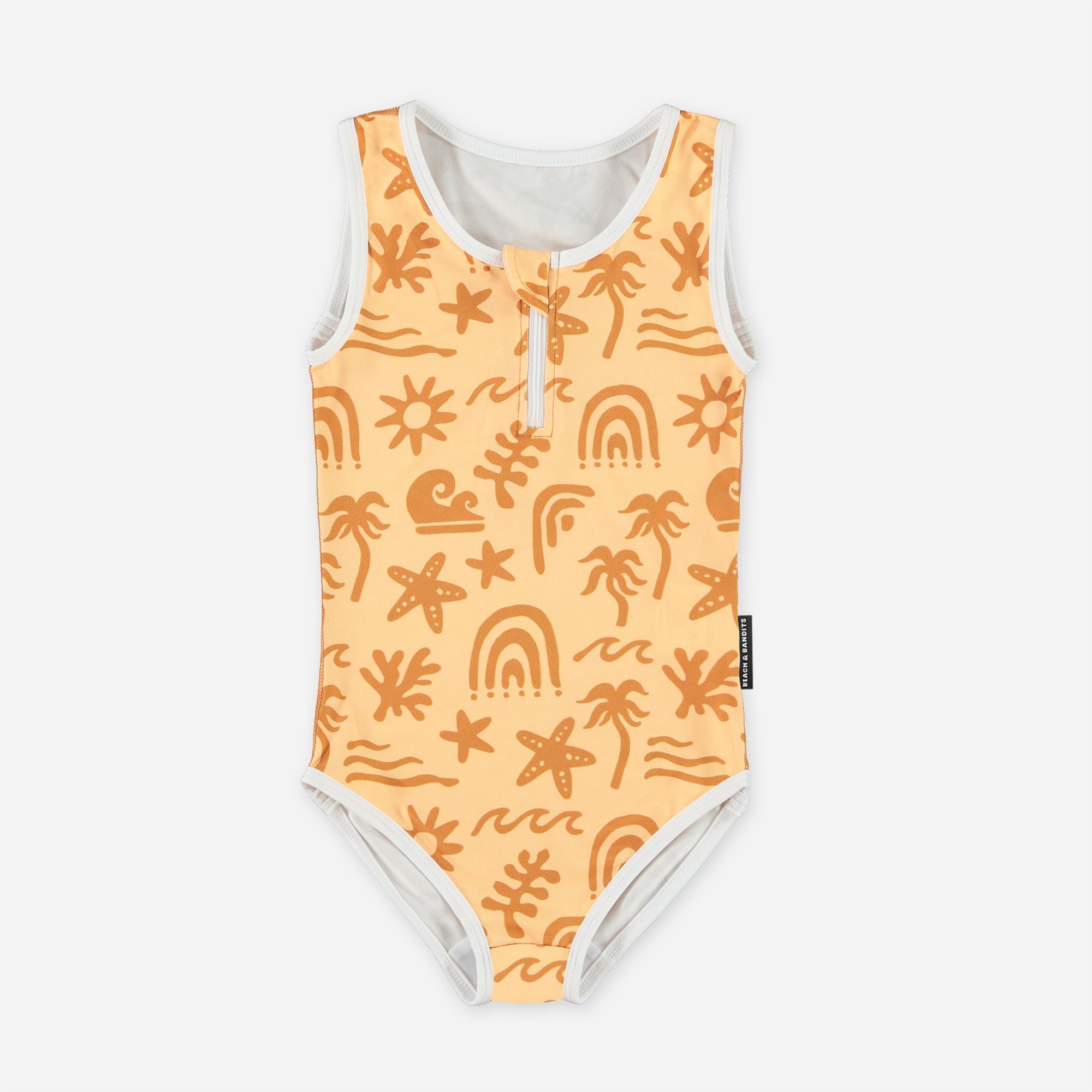 בגד ים שלם ללא שרוולים Tropical Vibes Apricot