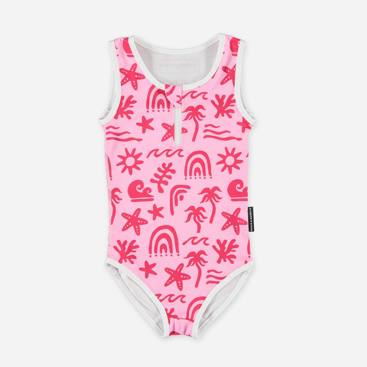 בגד ים שלם ללא שרוולים Tropical Vibes Pink