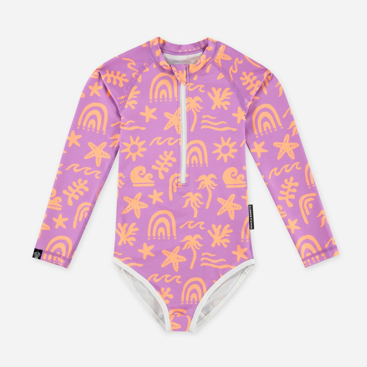 בגד ים אוברול שרוול ארוך לתינוקות Tropical Vibes Violet
